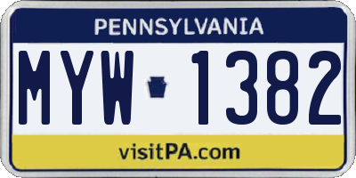 PA license plate MYW1382