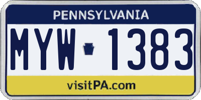 PA license plate MYW1383