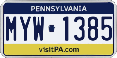 PA license plate MYW1385