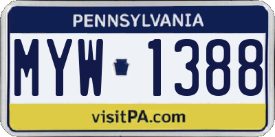 PA license plate MYW1388