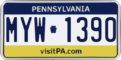 PA license plate MYW1390