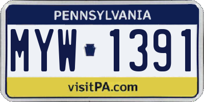 PA license plate MYW1391
