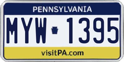 PA license plate MYW1395