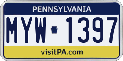 PA license plate MYW1397