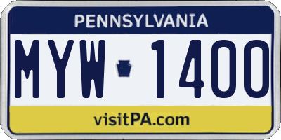 PA license plate MYW1400