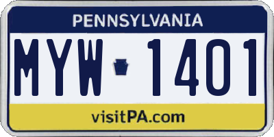 PA license plate MYW1401