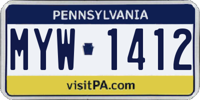 PA license plate MYW1412