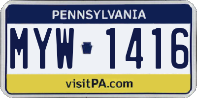 PA license plate MYW1416