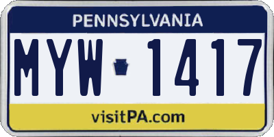 PA license plate MYW1417