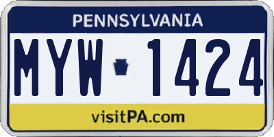 PA license plate MYW1424