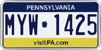 PA license plate MYW1425