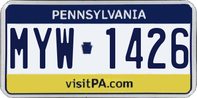 PA license plate MYW1426