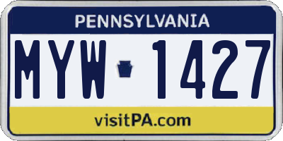 PA license plate MYW1427