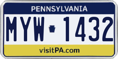 PA license plate MYW1432