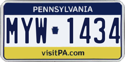 PA license plate MYW1434
