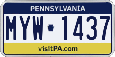PA license plate MYW1437