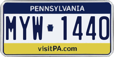 PA license plate MYW1440