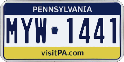 PA license plate MYW1441