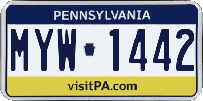 PA license plate MYW1442