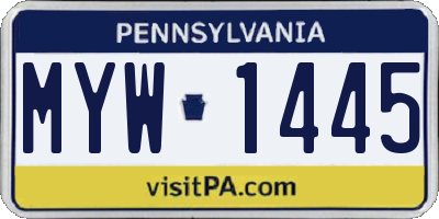 PA license plate MYW1445