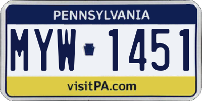 PA license plate MYW1451