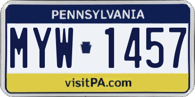 PA license plate MYW1457