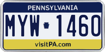 PA license plate MYW1460
