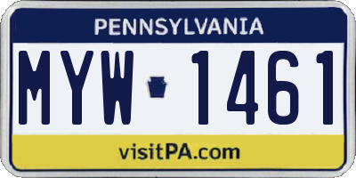 PA license plate MYW1461