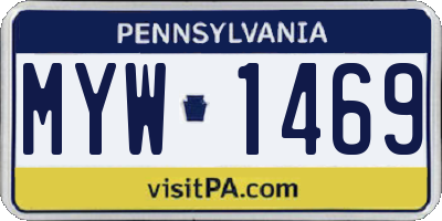 PA license plate MYW1469