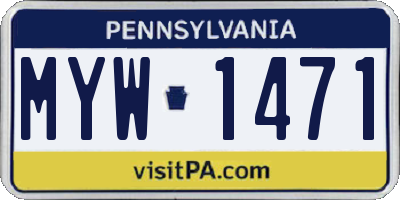 PA license plate MYW1471