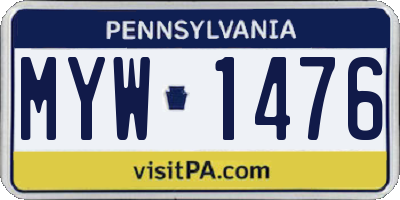 PA license plate MYW1476