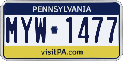 PA license plate MYW1477
