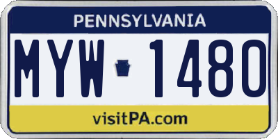 PA license plate MYW1480