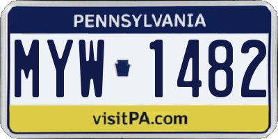 PA license plate MYW1482