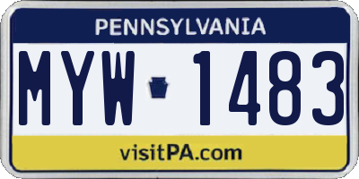 PA license plate MYW1483