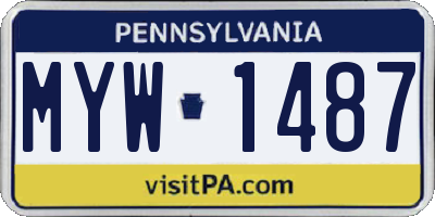 PA license plate MYW1487