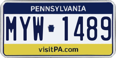 PA license plate MYW1489