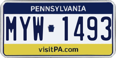 PA license plate MYW1493