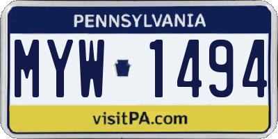 PA license plate MYW1494