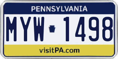 PA license plate MYW1498