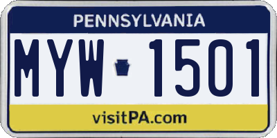 PA license plate MYW1501