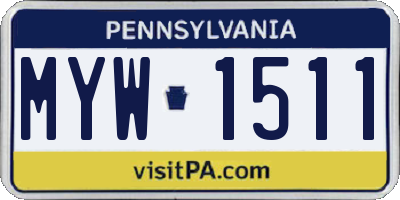 PA license plate MYW1511