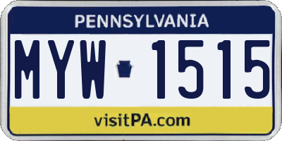 PA license plate MYW1515