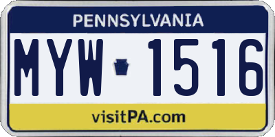 PA license plate MYW1516