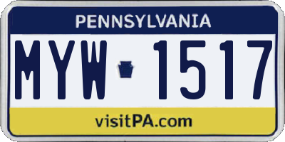 PA license plate MYW1517