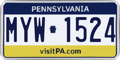 PA license plate MYW1524