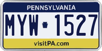 PA license plate MYW1527