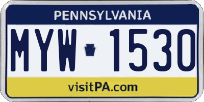 PA license plate MYW1530