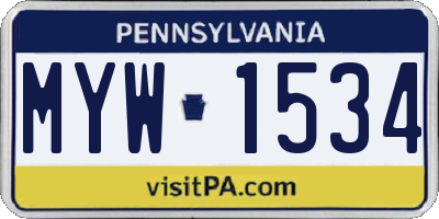 PA license plate MYW1534