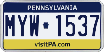 PA license plate MYW1537